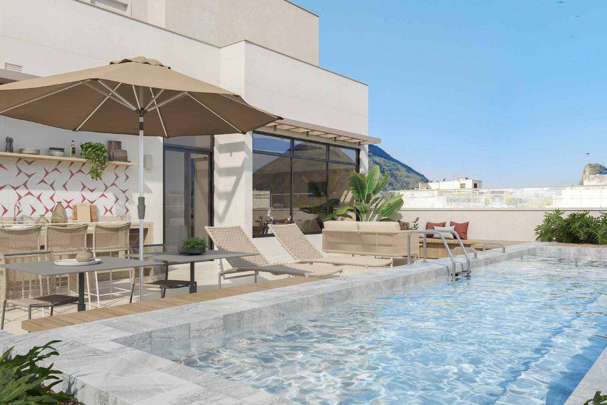 Piscina no rooftop do Be.in.Rio Barão da Torre, em Ipanema